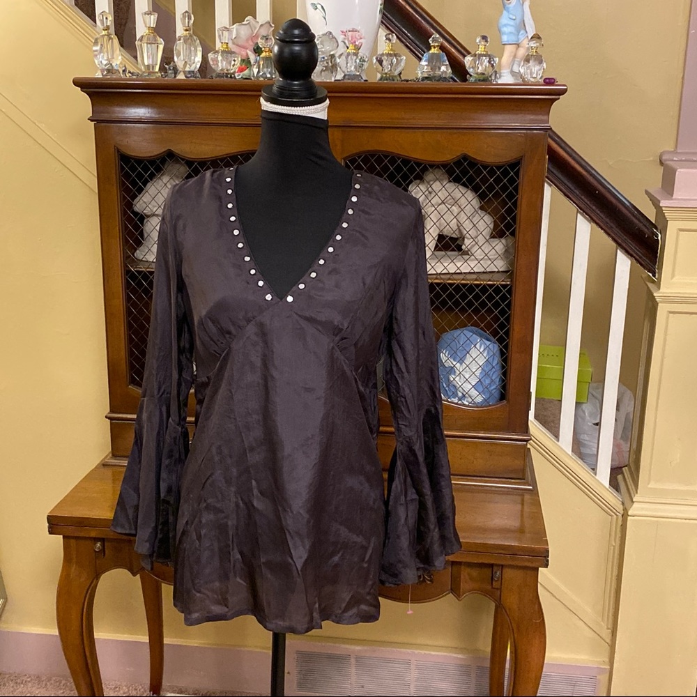 Melange Dark Brown Silk Tunic.